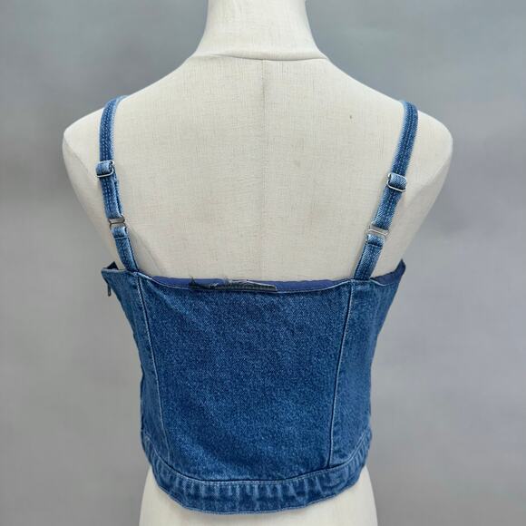 Vintage Y2K Harley Davidson Denim Bustier Crop Top Corset Style Tank Small - Picture 4 of 16